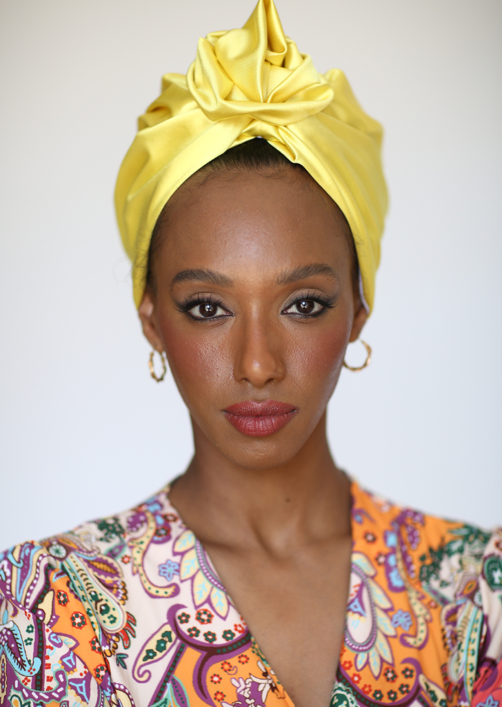 Flower silk Turban in Yellow – Rona Hand Made Turbans display picture 1