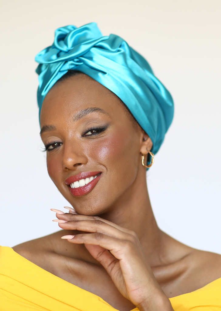 Flower silk Turban in Yellow