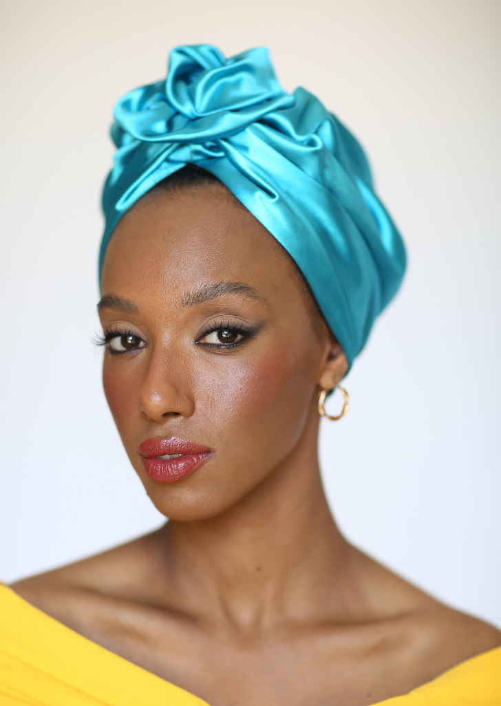 Flower silk Turban in Yellow