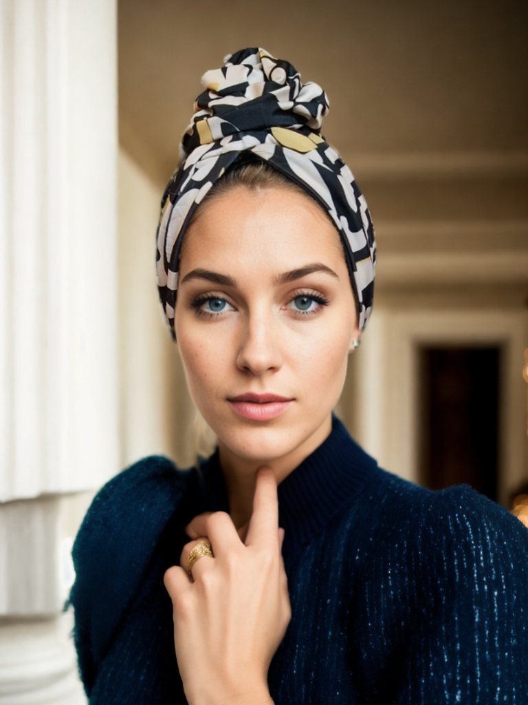 Brown Leopard Flower turban