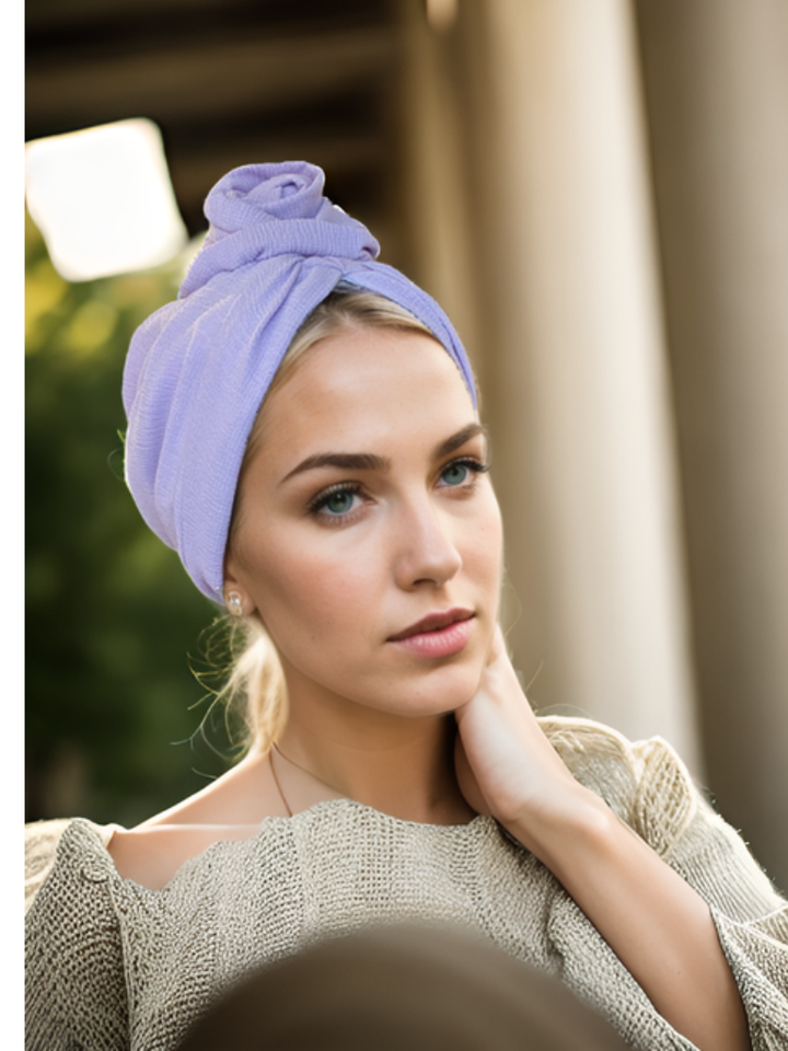 Lilac Ribbed Flower Turban