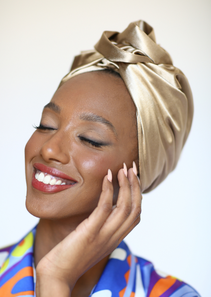 Flower silk Turban in Yellow