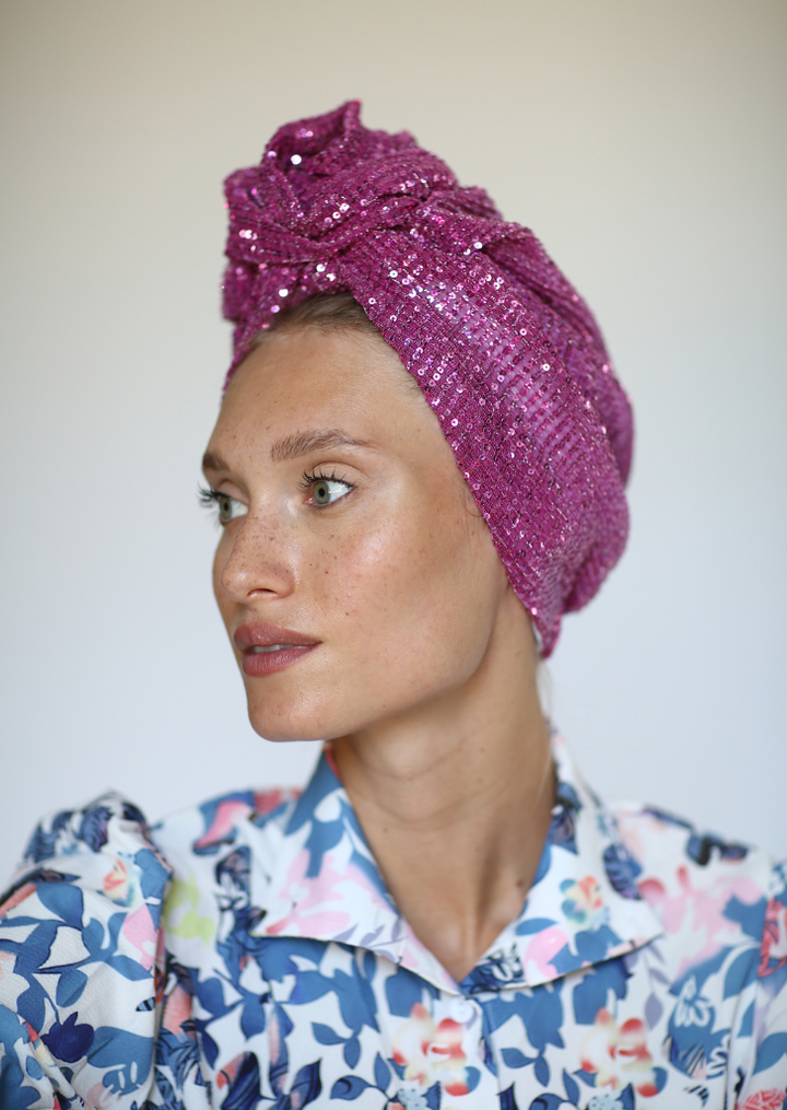 Party Turban in Fuchsia