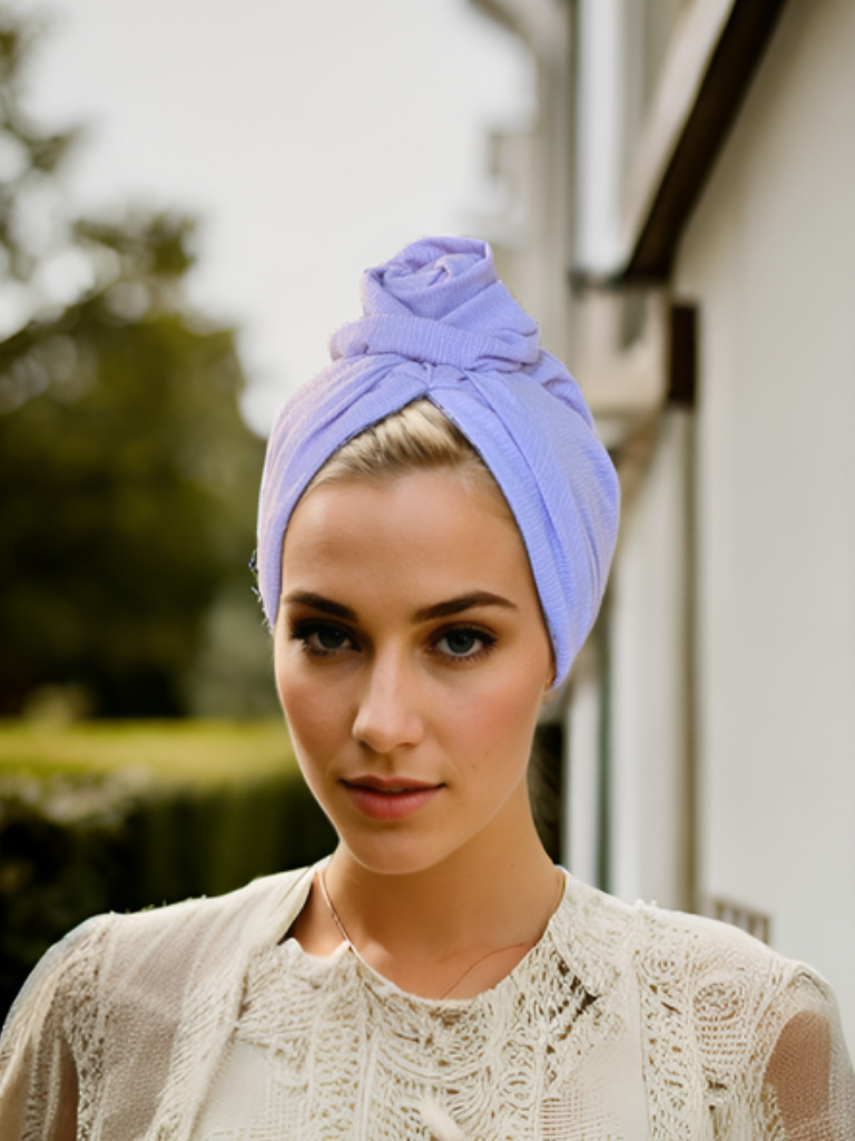 Lilac Ribbed Flower Turban