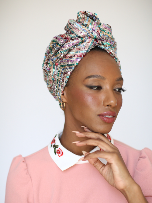 Light Zigzag Sequin Turban