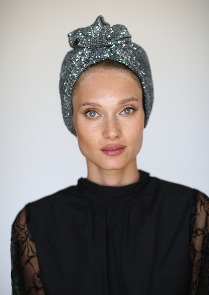 Party Turban in Silver