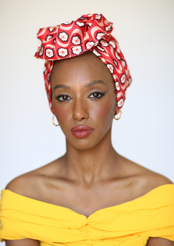 Red floral turban