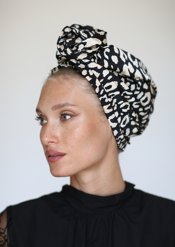 Black Animal Turban – Rona Hand Made Turbans - Main Image