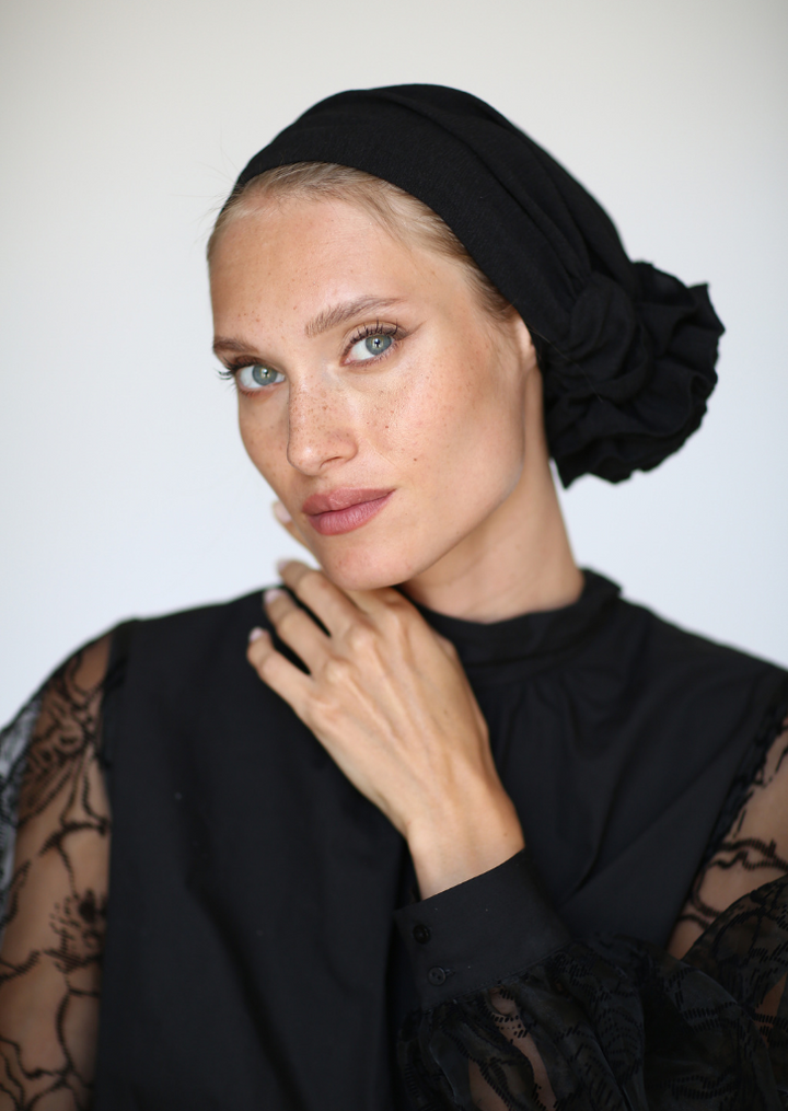 BLACK 3T ROSE TURBAN