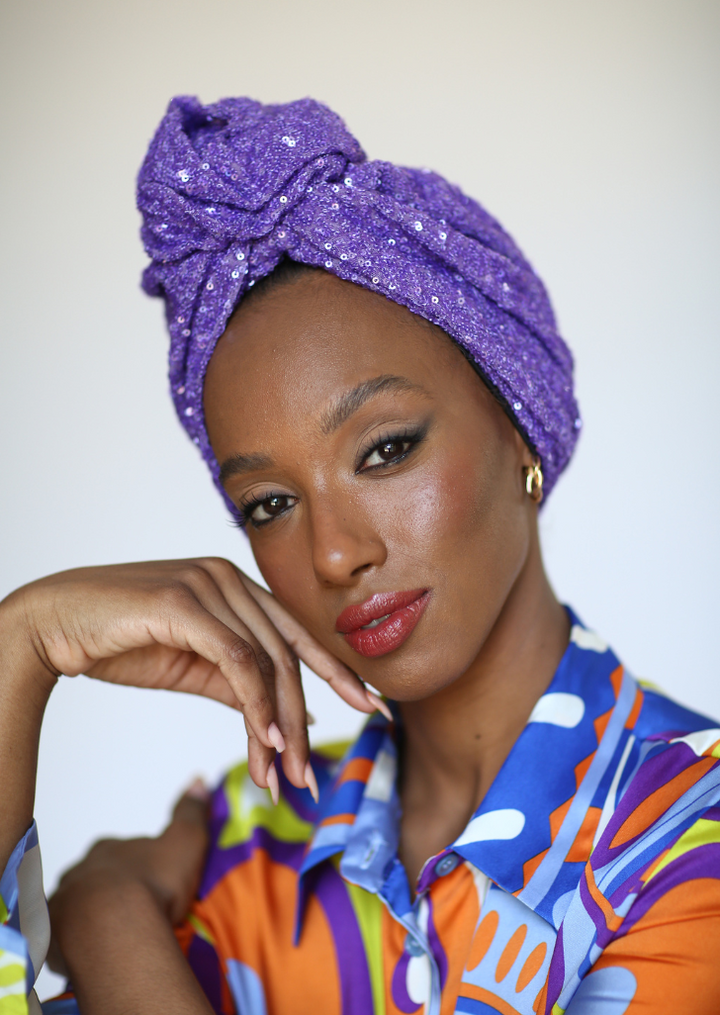 Bling Turban in Purple