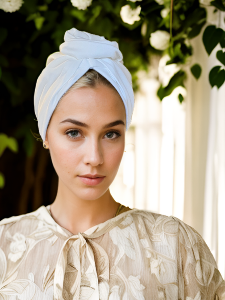 Classic White Flower Turban