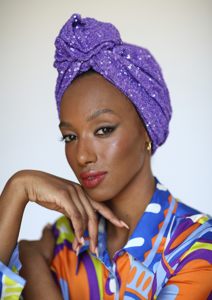 Bling Turban in Purple