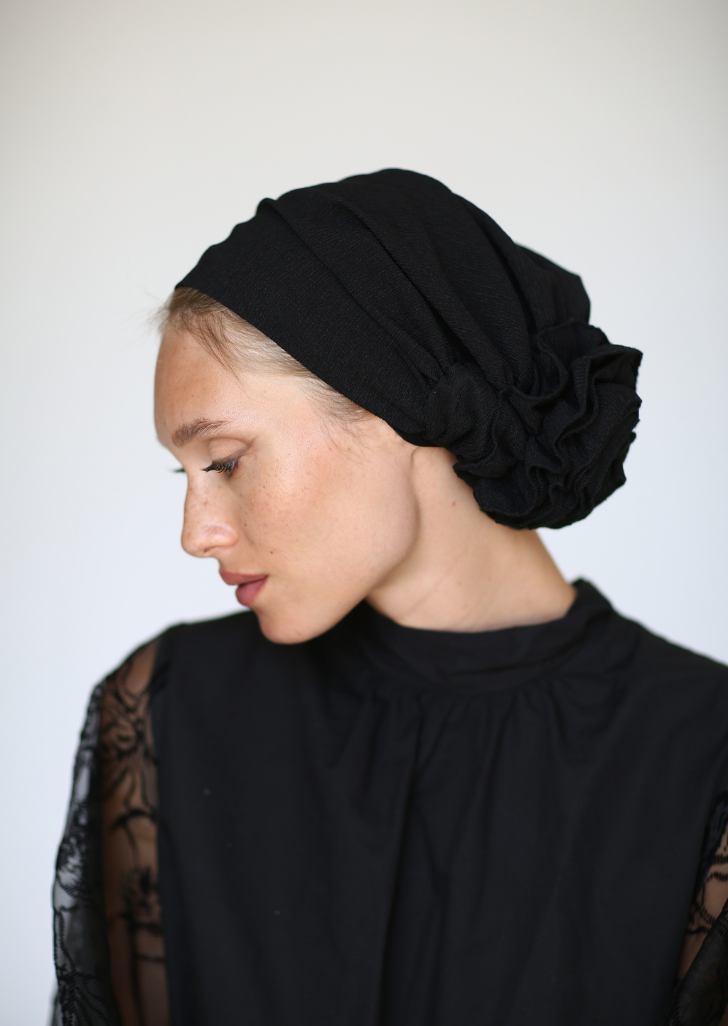 BLACK 3T ROSE TURBAN