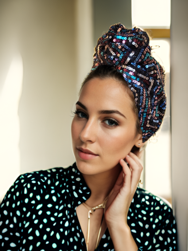 Shiny Black Party Turban