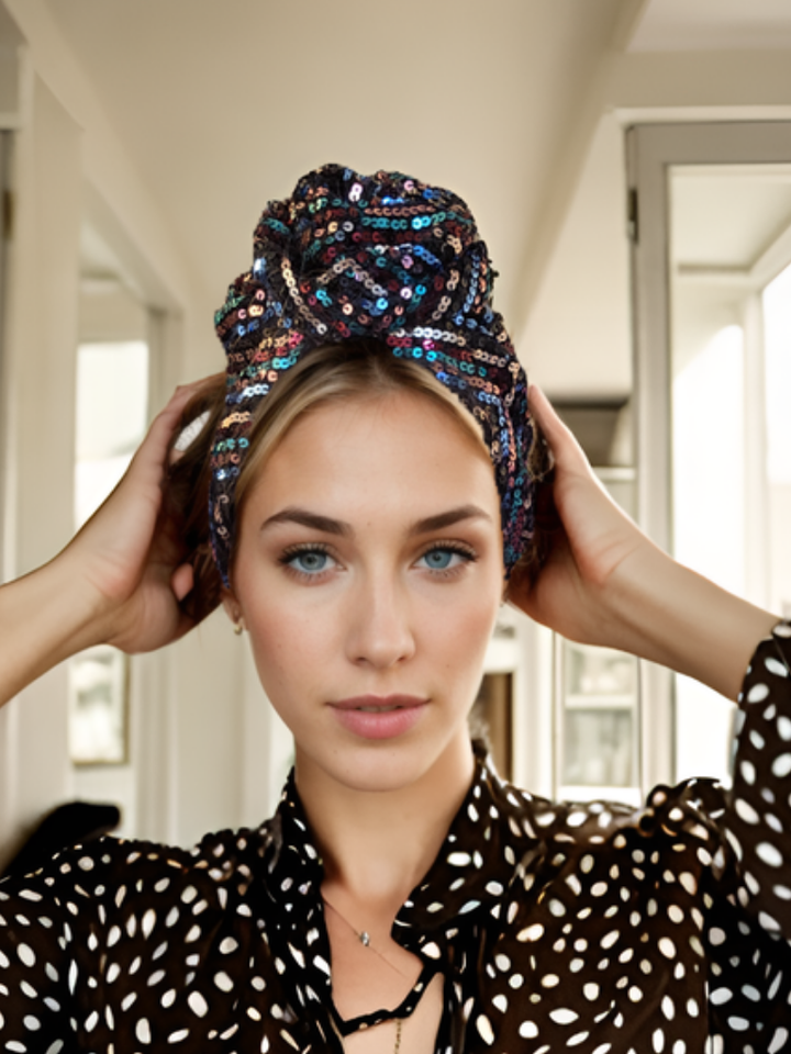 Shiny Black Party Turban