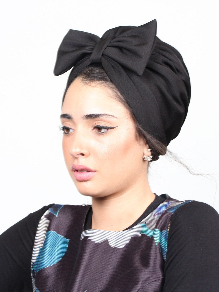 Turban hat bow in black - FREE GIFT