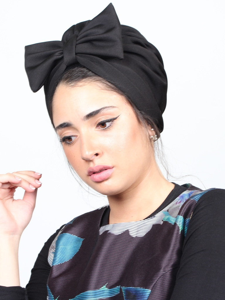Turban hat bow in black - FREE GIFT