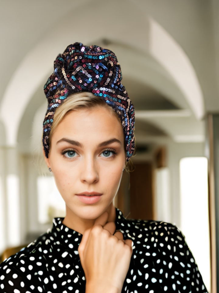 Shiny Black Party Turban