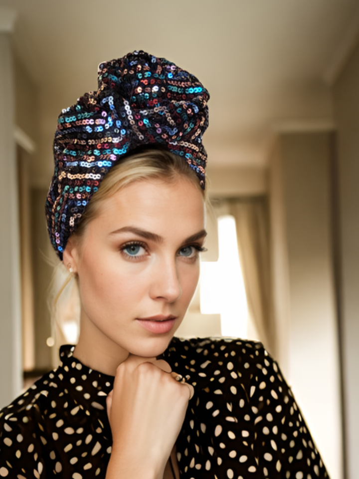 Shiny Black Party Turban