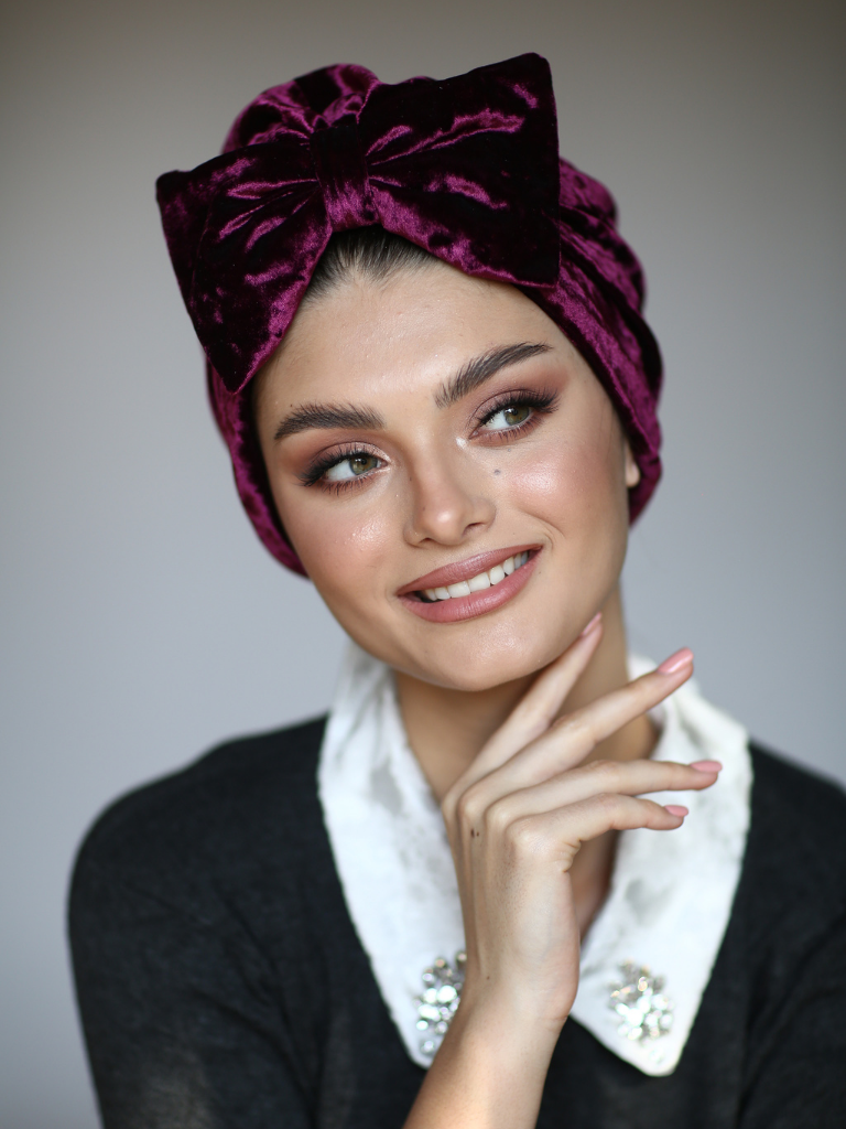 Silver knotted velvet Turban- FREE GIFT