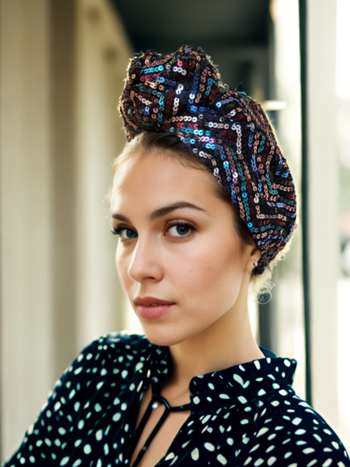 Shiny Black Party Turban