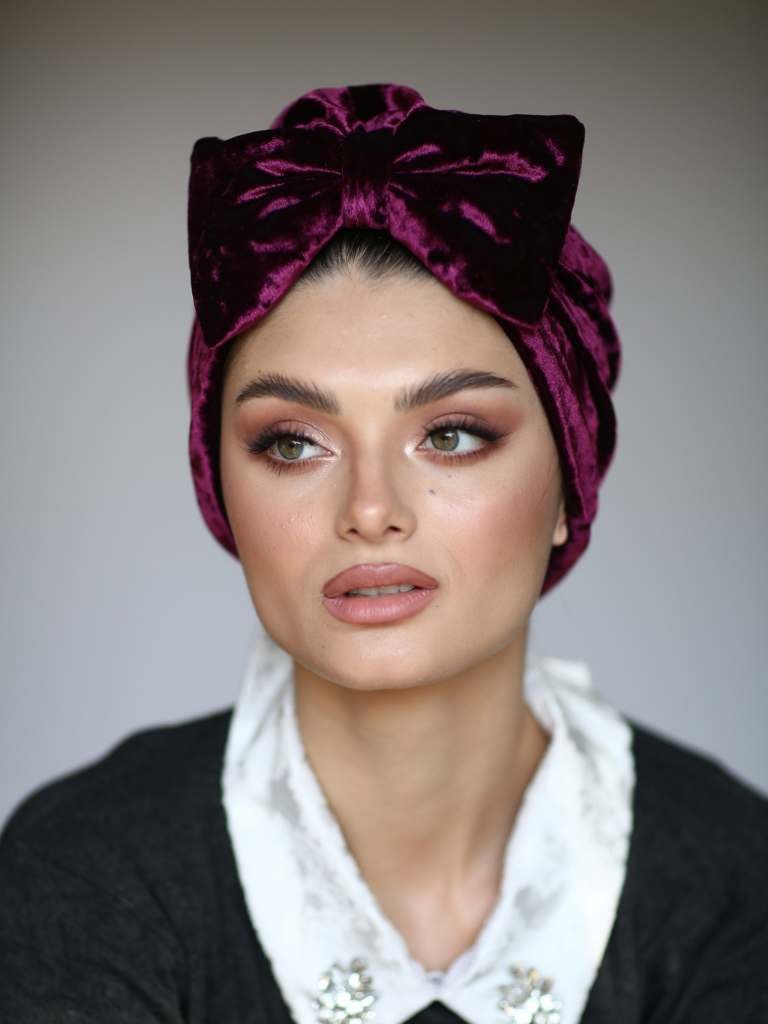 Pink Bow velvet Turban- FREE GIFT