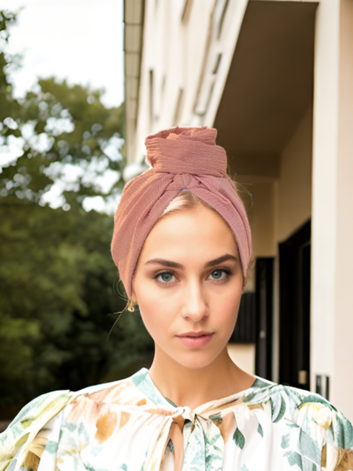 Rose Pink Knit Turban