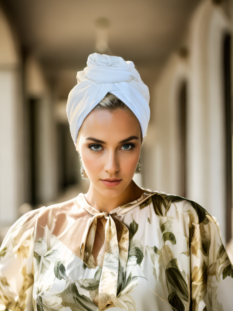 Classic White Flower Turban