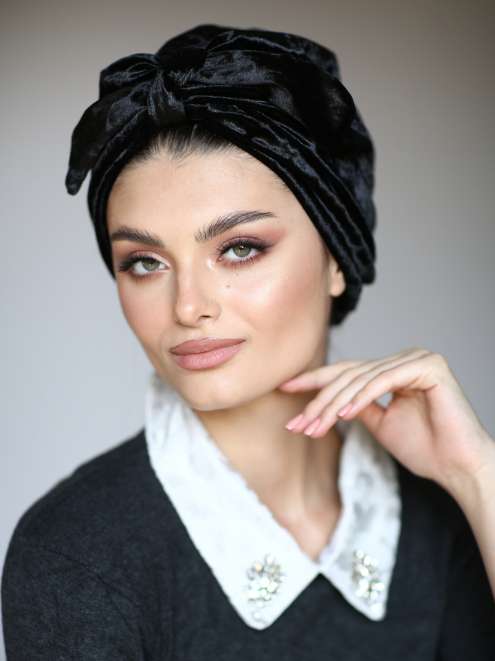 Silver knotted velvet Turban- FREE GIFT