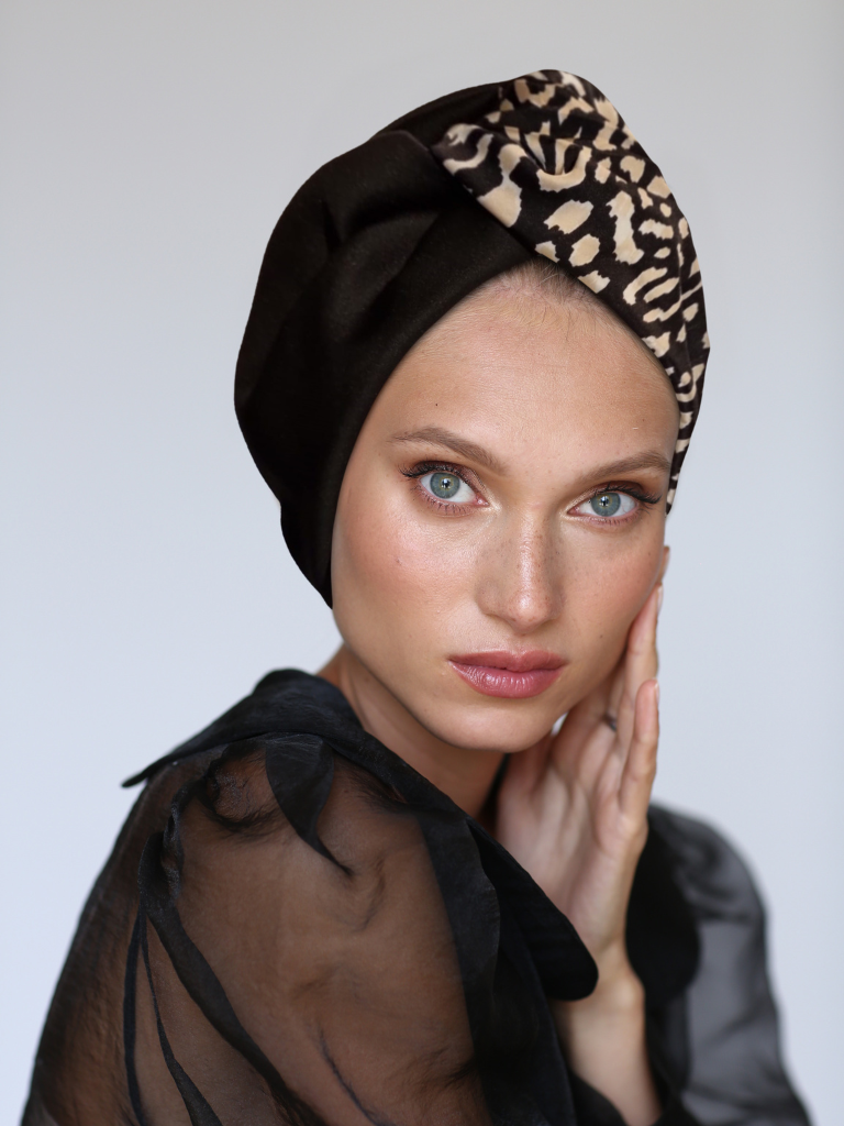 Black leopard twist Turban