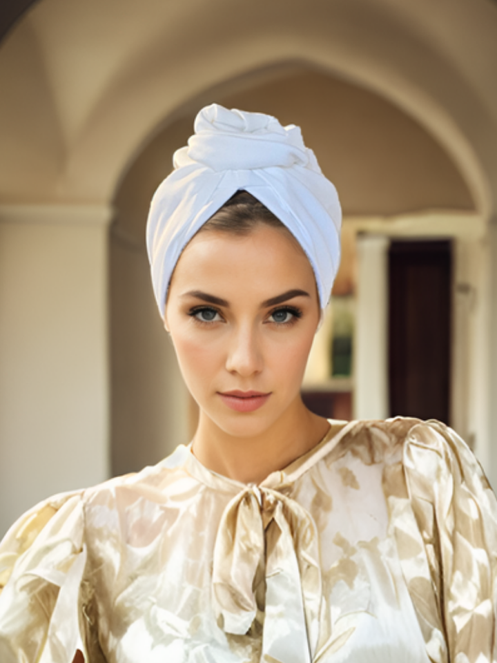 Classic White Flower Turban