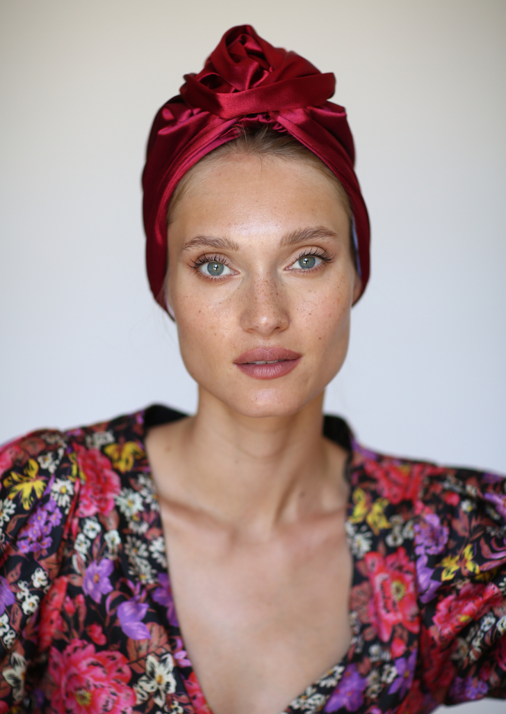 Flower silk Turban in Yellow