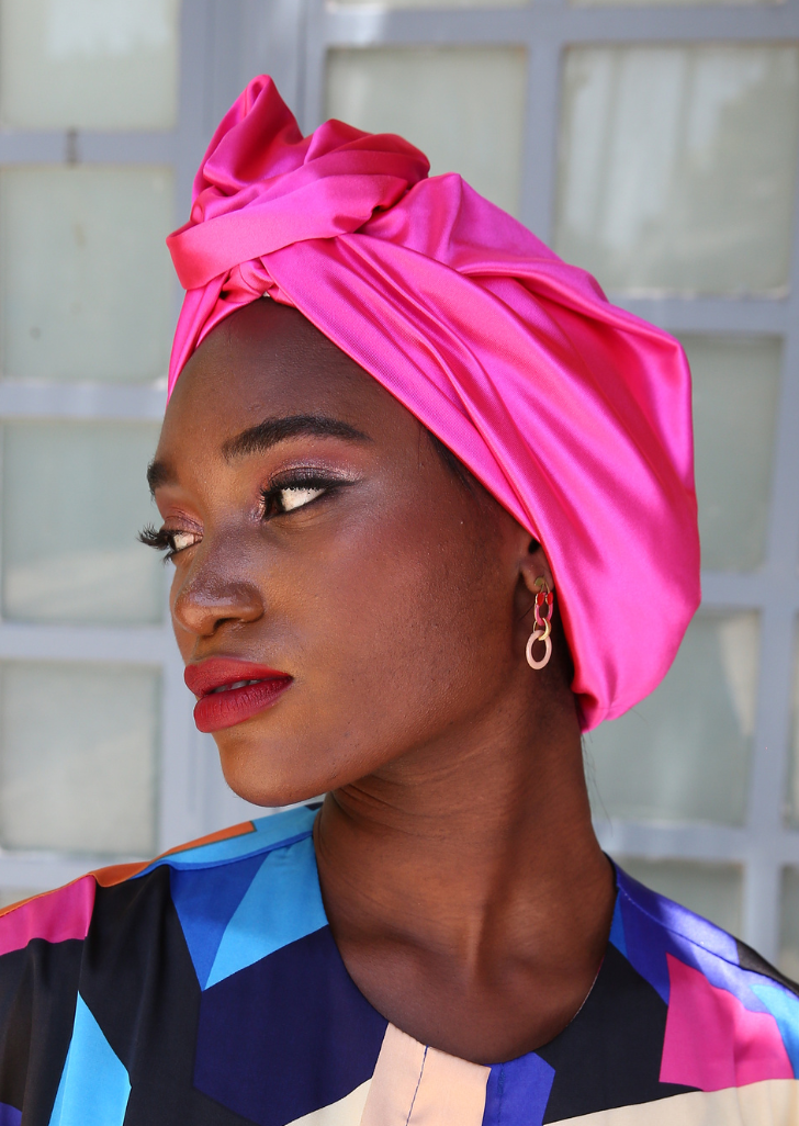 Flower silk Turban in Turquoise