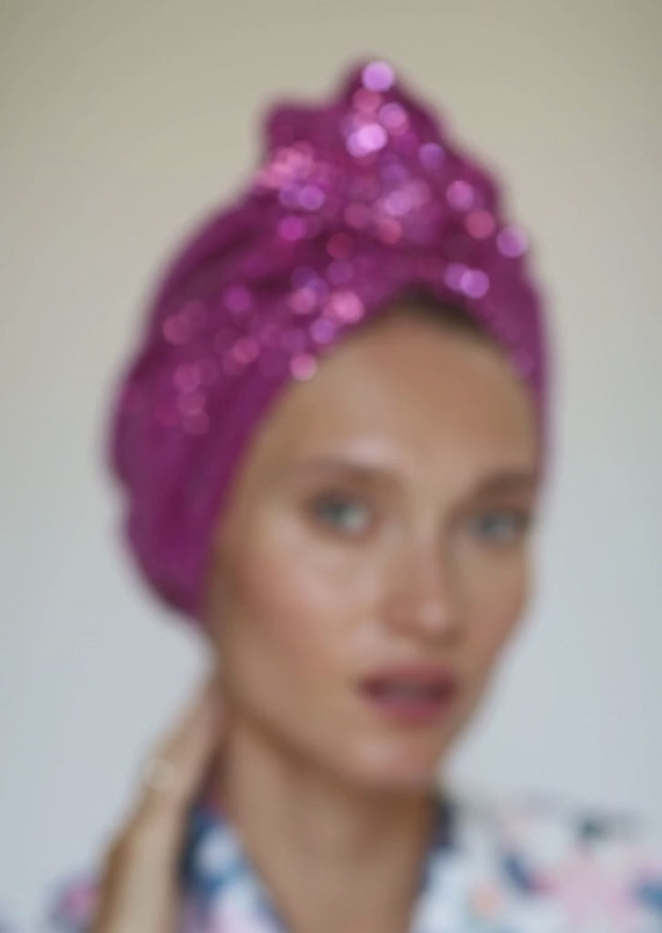 Party Turban in Fuchsia