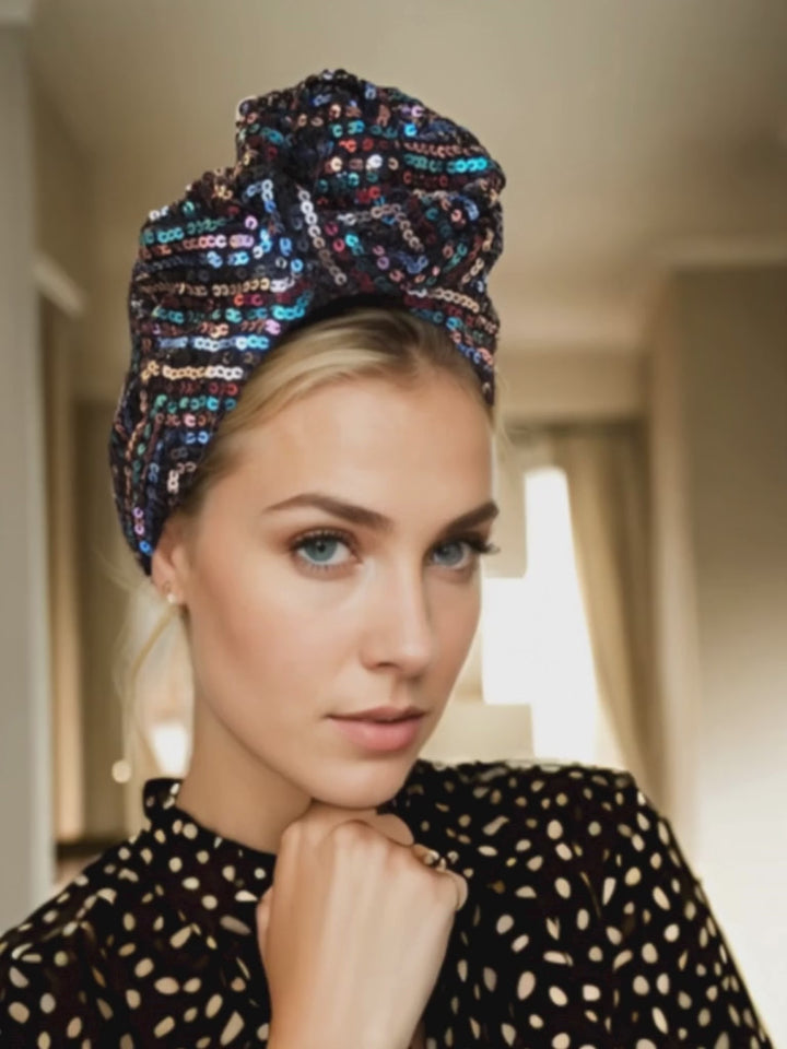 Shiny Black Party Turban