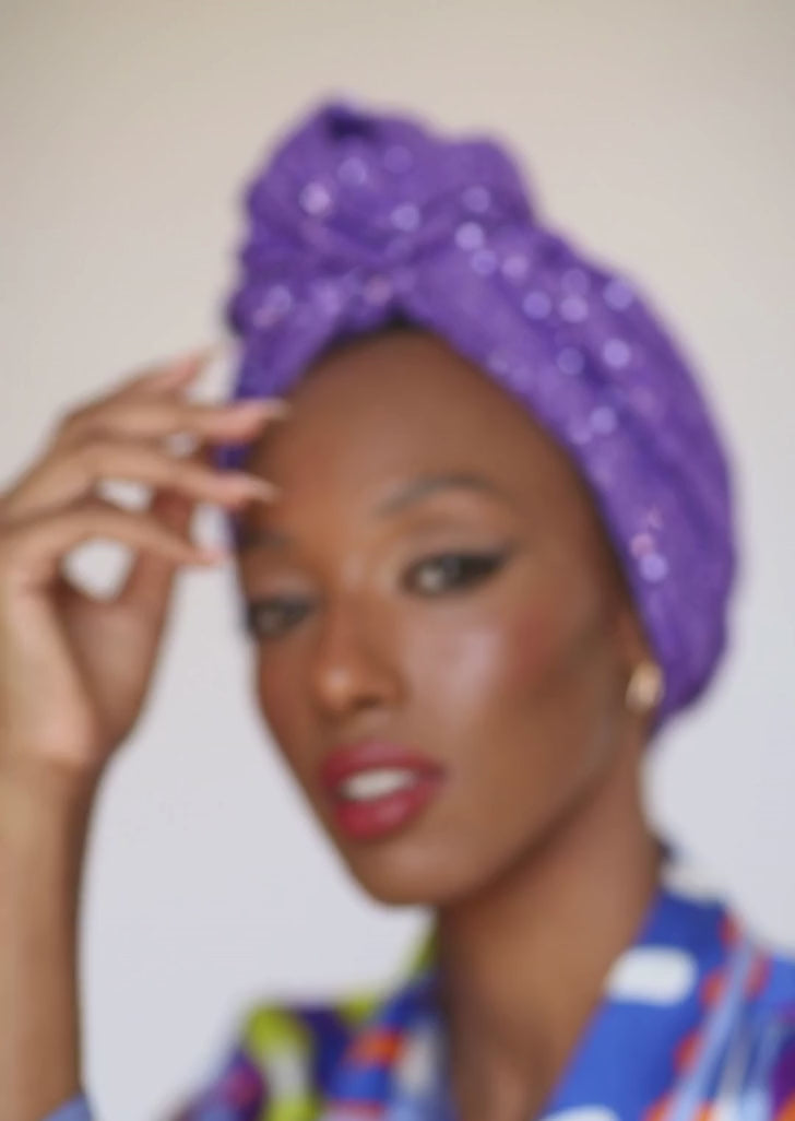 Bling Turban in Purple