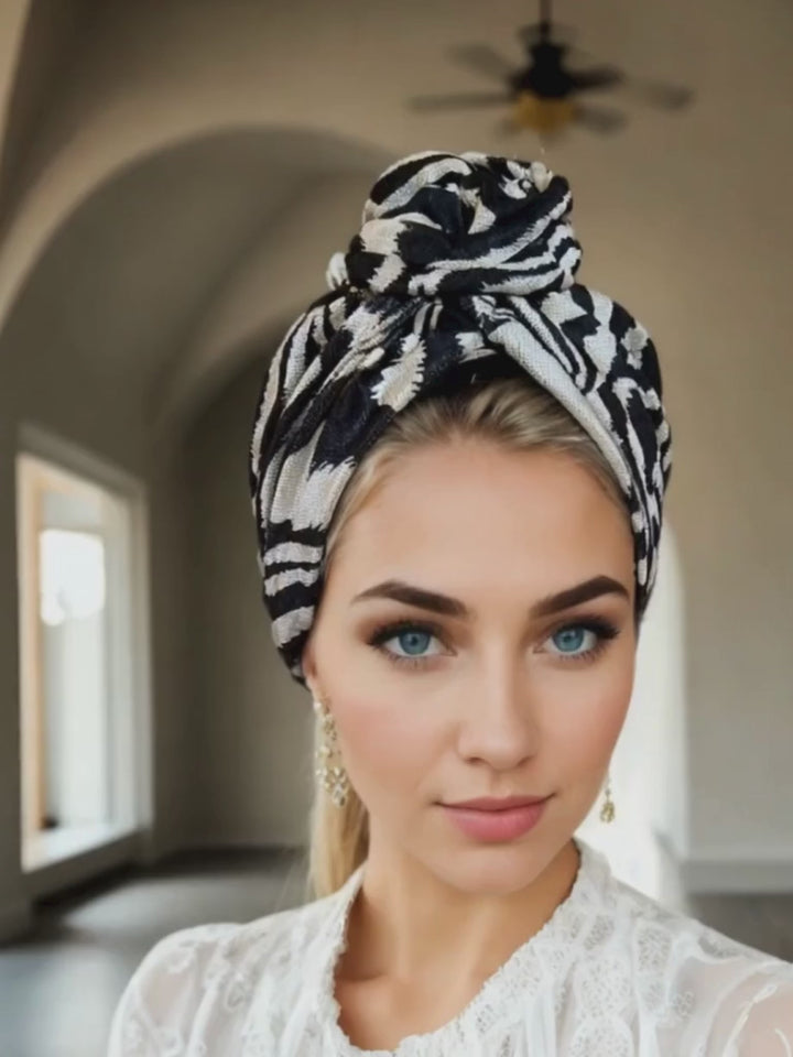 Zebra Flower Turban