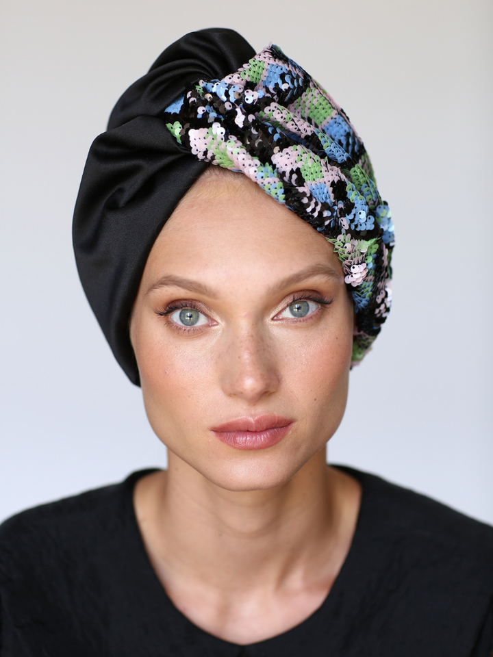 Twist sequin turban