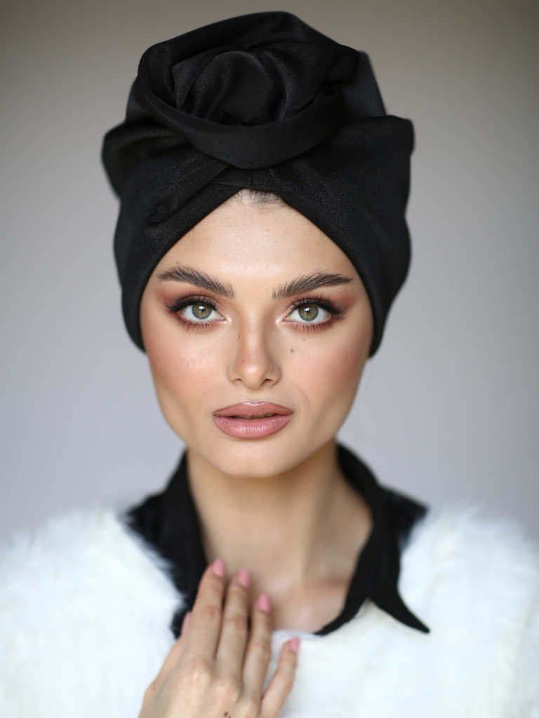 Turban Rambut Black hair turban – Rona Hand Made Turbans