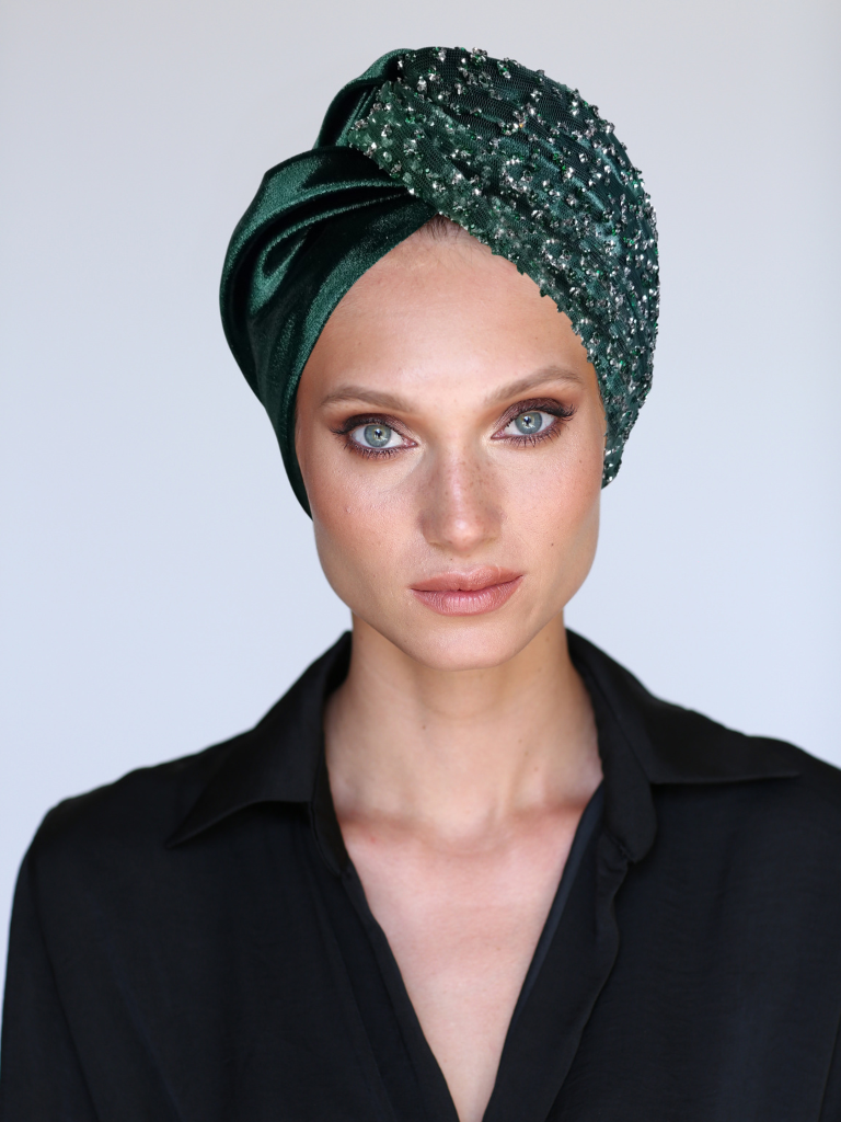 Embellished Emerald Turban