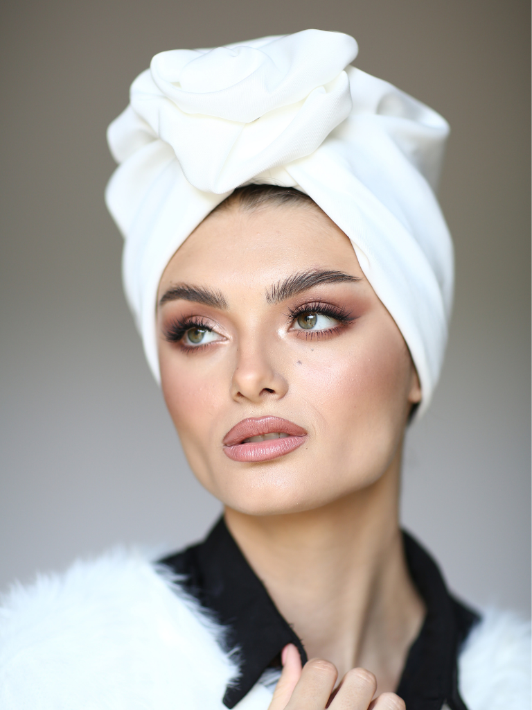 White hair turban