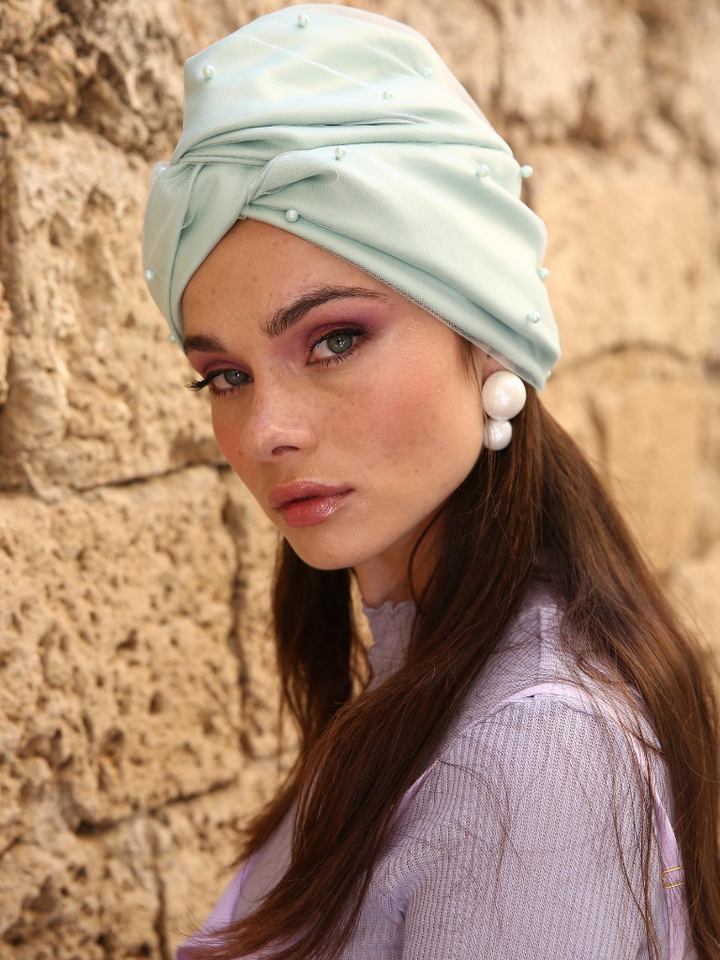 Turquoise Pastel Pearl turban