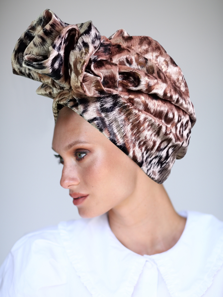 Brown leopard headwrap