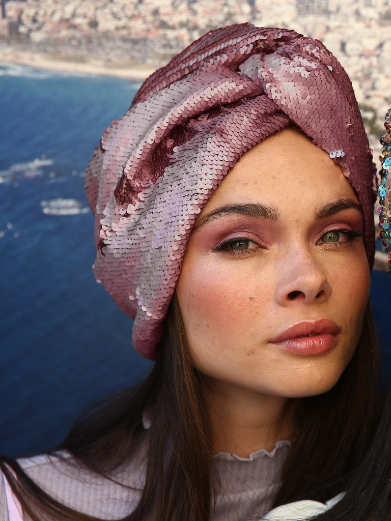 Pink Snake sequin turban