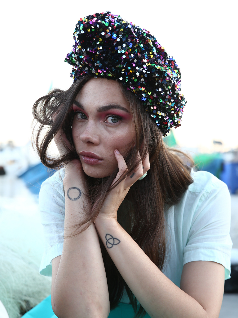 Rainbow Sequin Flower T