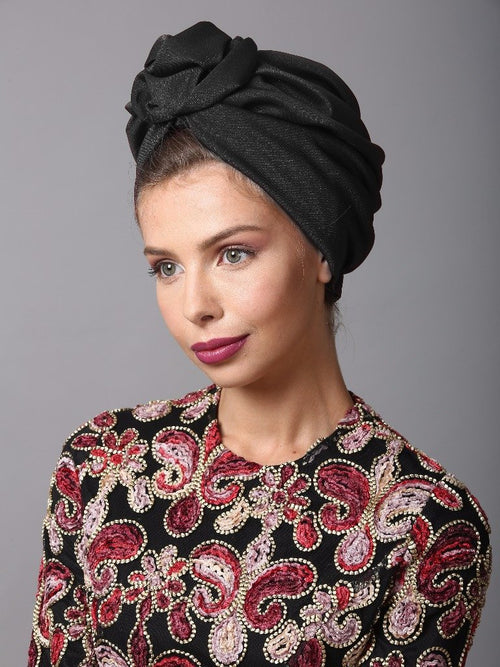 Turban Rambut Dark Zigzag Sequin Turban – Rona Hand Made Turbans