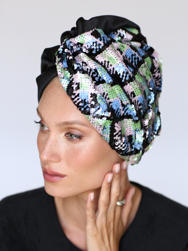 Twist sequin turban